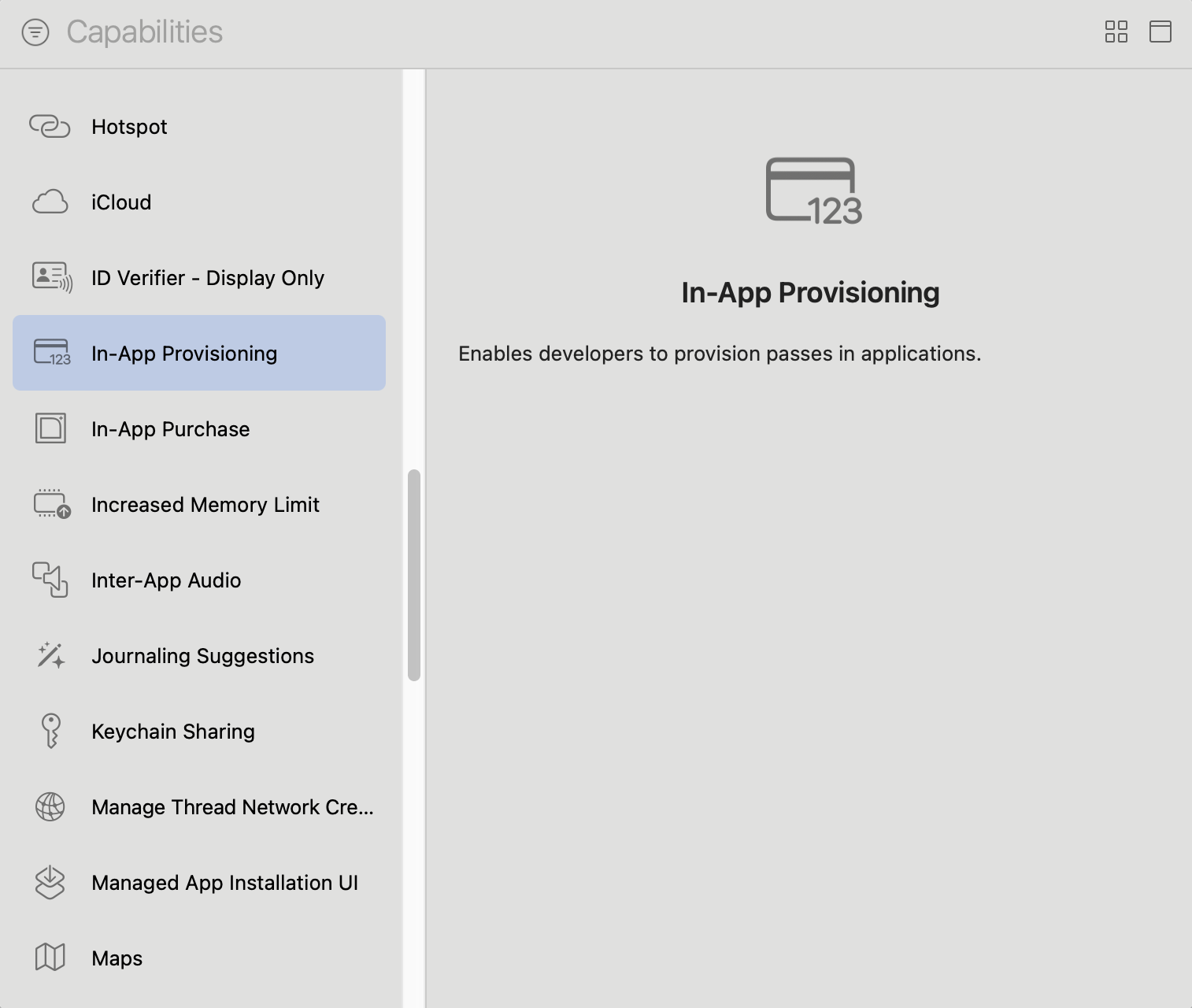 In-App Provisioning Capability