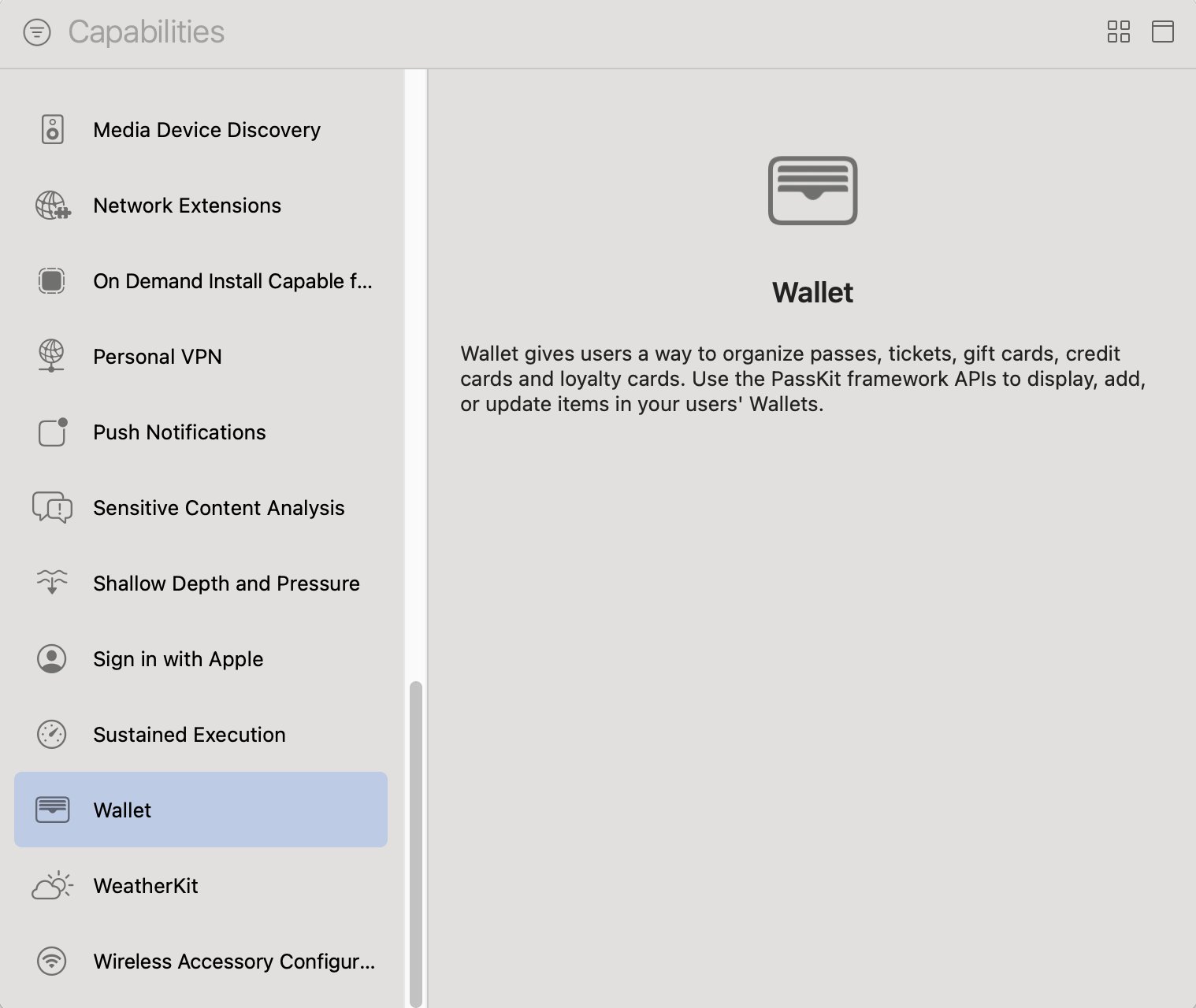 Wallet Capability