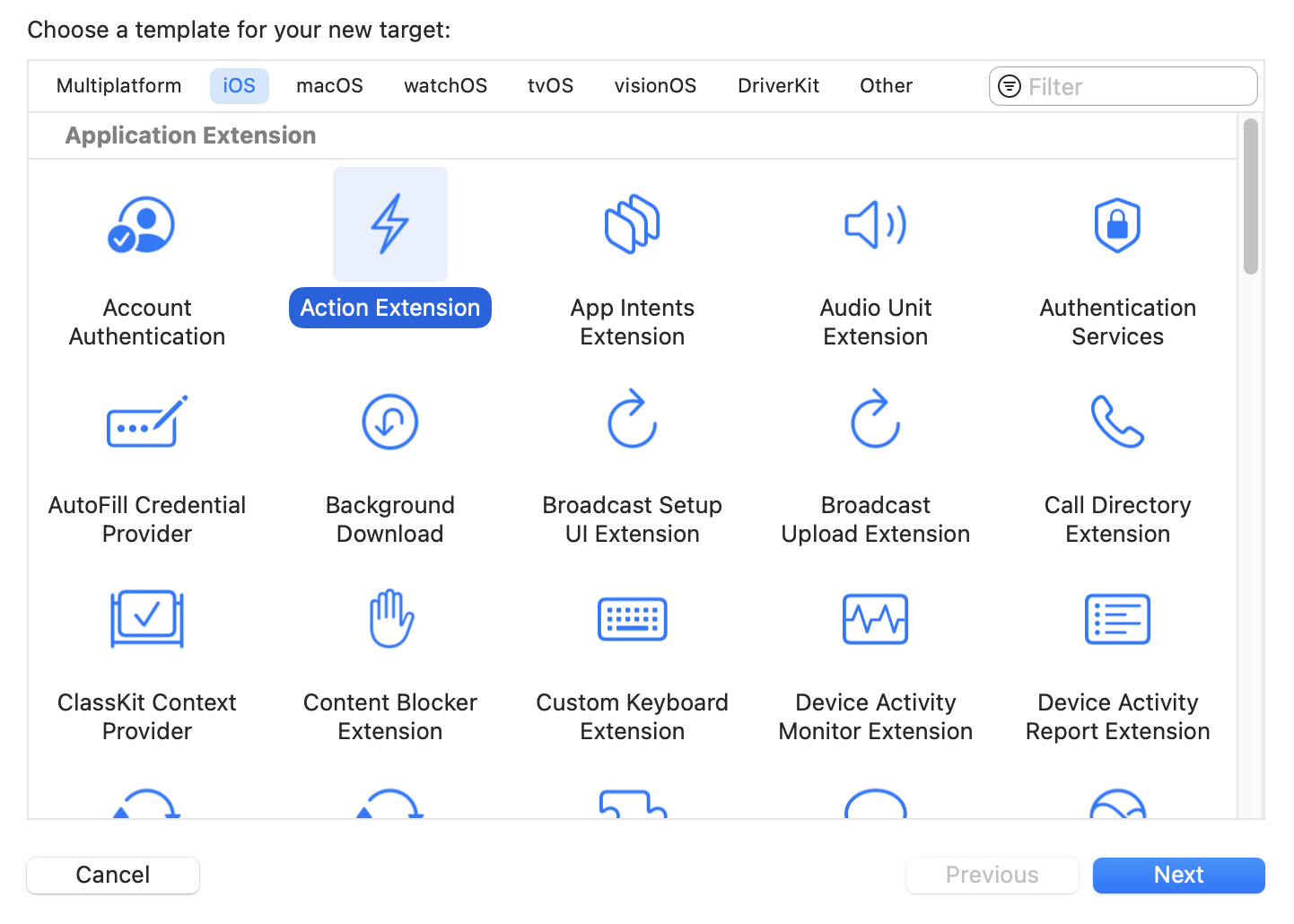 New Target Options Dialog